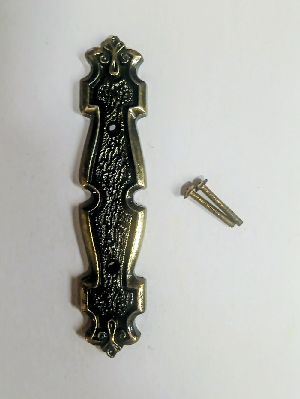 Vintage 4132 USA Ornate Brass Drawer Pull Backplate Escutcheon Furniture